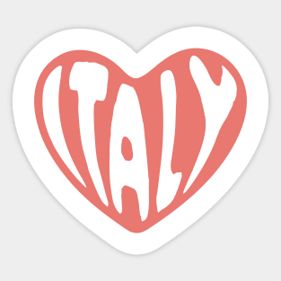 Italy Typography in Heart Shape Sticker